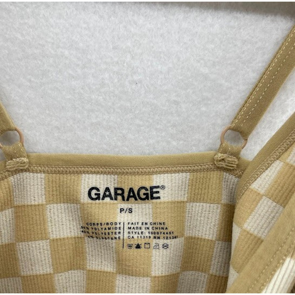 Garage Tan/White Checkered Bralette Size Small Ribbed - Picture 4 of 8